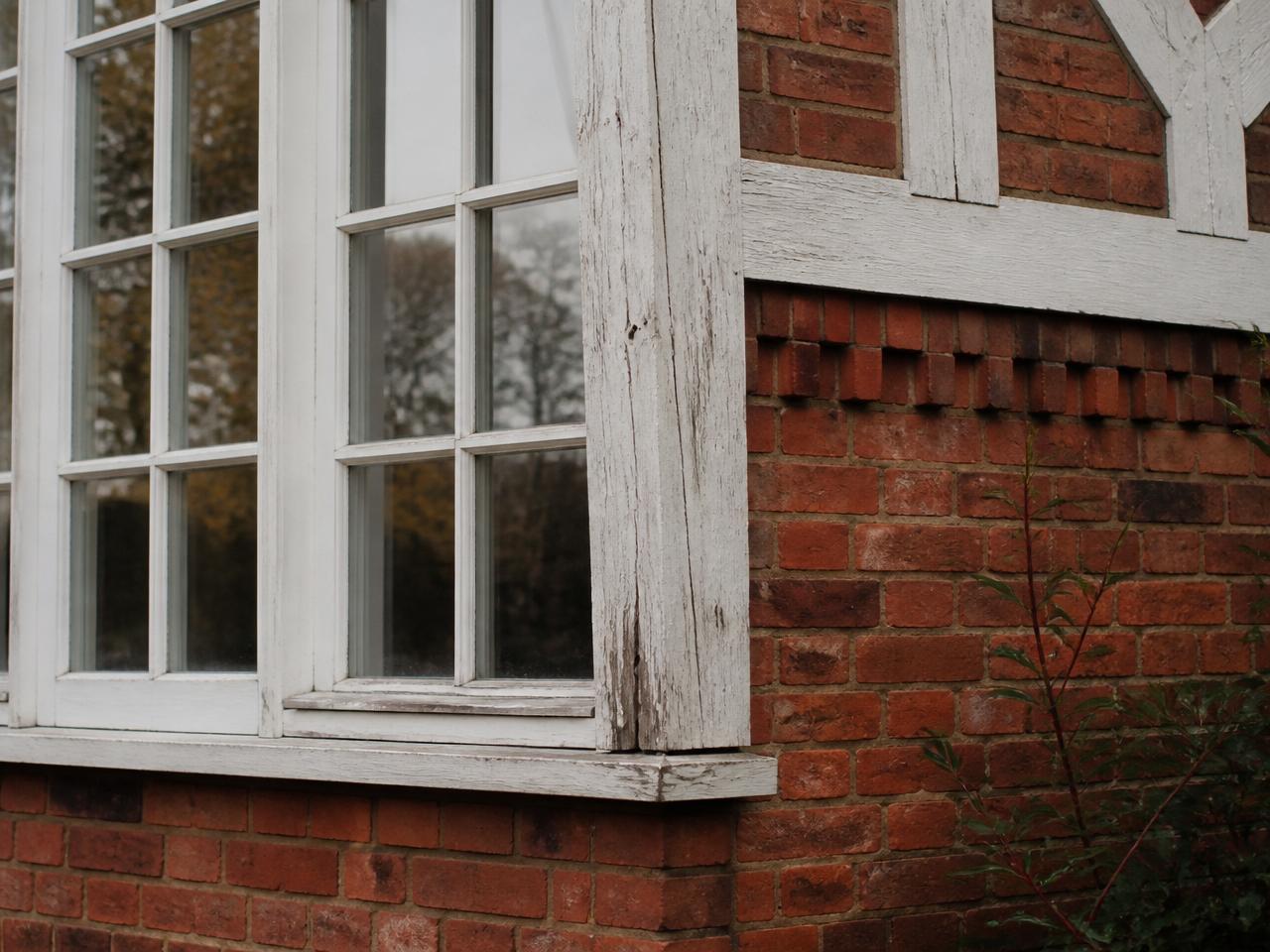 Brick and timber window detail on an English home